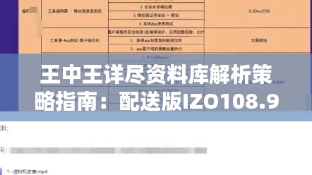 王中王详尽资料库解析策略指南:配送版IZO108.98