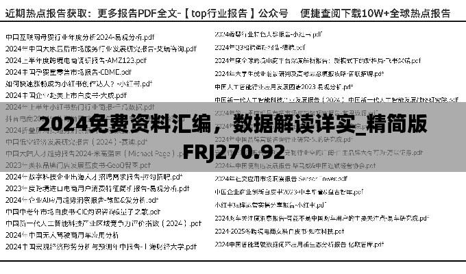 2024免费资料汇编,数据解读详实_精简版FRJ270.92