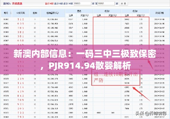 新澳内部信息:一码三中三极致保密,PJR914.94散婴解析