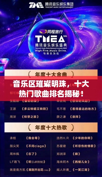 音乐区璀璨明珠，十大热门歌曲排名揭秘！